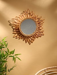 Зеркало настенное, 60х60х3 см, ротанг