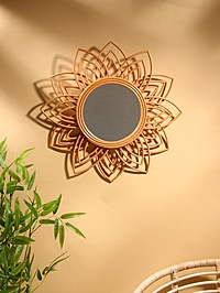 Зеркало настенное, 60х60х3 см, ротанг