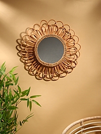 Зеркало настенное, 60х60х3 см, ротанг