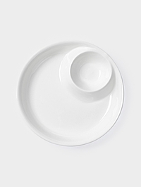 Блюдо Hanna Knövell, d=25 см, с секцией для соуса, фарфор, белое