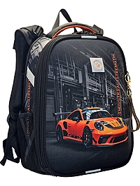 Рюкзак каркасный, школьный, 38×30×16 см, эргономичная спинка, Stavia «Оранжевая машина»