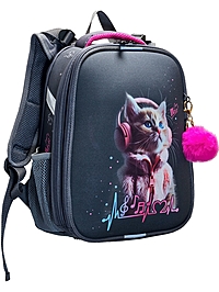 Рюкзак каркасный, школьный, 38×30×16 см, эргономичная спинка «Котик в наушниках»