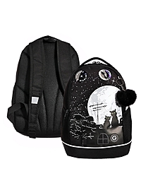 Рюкзак школьный, 38×28×18 см, Grizzly, эргономичная спинка, черный, RG-563-7_1