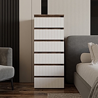 Комод 6 ящиков «Ника», 500×430×1244 мм, белый софт/ дуб вотан