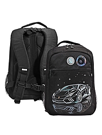 Рюкзак школьный, 39×26×19 см, Grizzly, эргономичная спинка, отделение для ноутбука, черный, RB-556-2_2