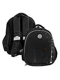 Рюкзак школьный, 36х28х20 см, Grizzly, каркасный, чёрный, RAz-586-3_1