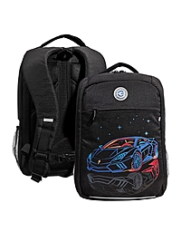 Рюкзак школьный, 39×26×19 см, Grizzly, эргономичная спинка, отделение для ноутбука, черный, RB-556-2_1