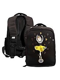 Рюкзак школьный, 39×26×17 см, эргономичная спинка, черный, RG-566-3_1