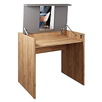 Стол косметический с подъемным зекралом Лайт, 800х600х750, Дуб золотой крафт/Серый шифер