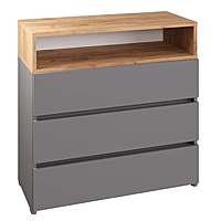 Комод 3 ящика Нова, 750х330х736, Серый шифер/Дуб крафт золото