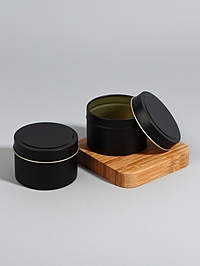 Баночка для хранения, 120 мл, набор - 2 шт., металлическая, матовая, чёрная
