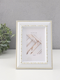 Фоторамка для фото 10×15 см «МИРАМ», пластик, белый с золотом