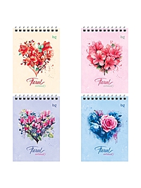 Блокнот А6, 40 листов в клетку, Floral notebook, на гребне, МИКС