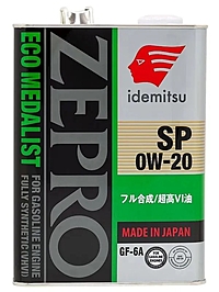 Масло моторное Idemitsu Zepro Eco Medalist 0W-20 SP 4 л синт.