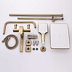 Душевая система Shevanik S6136G с изливом золотой сатин