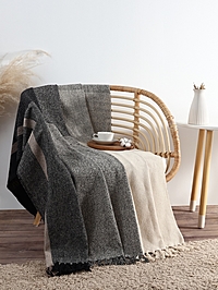 Плед  125*150см бежево-серый, 450 гр/м2, 100% хлопок