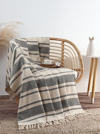 Плед  125*150см серая полоса, 450 гр/м2, 100% хлопок