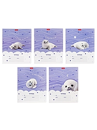 Тетрадь 12л лин "тюЛень", обл мел карт, скругл углы, бл офсет 60-65г/м², 5В МИКС