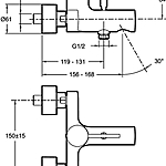 Смеситель для ванны Jacob Delafon Cuff E45532-CP хром