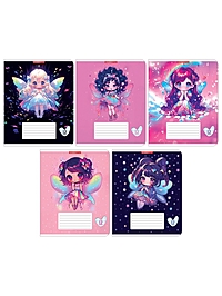 Тетрадь 12л кл Феечки, обл карт, УФ-лак, МИКС