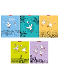 Тетрадь 48л кл Гуси в городе, обл карт, выб УФ-лак, конгрев, МИКС