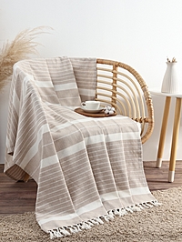 Плед "Этель" Beige stripe 150*220 см, цвет бежевый, 100% хлопок