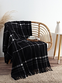 Плед "Этель" Клетка 120*160 см, цвет черный, 85% полиэстер, 15% вискоза