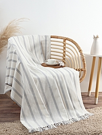 Плед "Этель" Milky stripe 150*220 см, цвет молочный, 100% хлопок