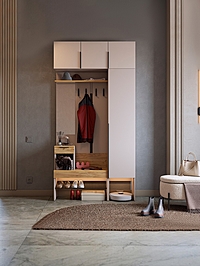 Прихожая в коридор «Баско К4», 1200×349×2350 мм, цвет кашемир/дуб крафт золотой