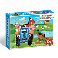 Пазл «По полям, по полям!», 54 детали, Синий трактор