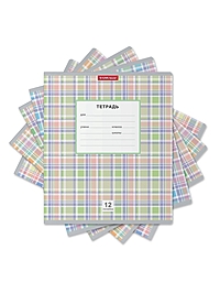 Тетрадь 12 листов в линейку ErichKrause «Optima Новая шотландка», белые листы, МИКС