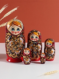 Матрешка "Цветочная", 19 см, 5 кукольная, ручная роспись