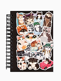 Записная книжка А6, 100 листов, в клетку "Мемные коты"