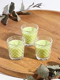 Свеча ароматическая в стакане (набор 3 шт) по 50 мл, 10 ч, 32 гр, ЛАЙМ-МЯТА