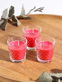 Свеча ароматическая в стакане (набор 3 шт) по 50 мл, 10 ч, 32 гр, ЗЕМЛЯНИКА