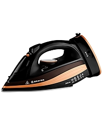 Утюг  BRAYER 4010BR, 2400Вт, керамичекая подошва, паровой, 320 мл, беспроводной, коричневый