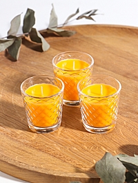 Свеча ароматическая в стакане (набор 3 шт) по 50 мл, 10 ч, 32 гр, ЦИТРУС-ГРЕЙПФРУТ