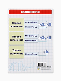 Обучающая карточка-шпаргалка «Склонения» 15×21 см