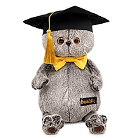 Мягкая игрушка «Кот Басик» 25 см, в академической шапочке