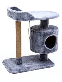 Комплекс для кошек с когтеточкой, с лежанкой, 58 х 38 х 70 см, пушистый мех, джут, серый