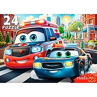 Макси-пазл Городские машинки-помощники 24 элемента