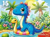 Макси-пазл Динозаврик в пруду 15 элементов УК15-0204