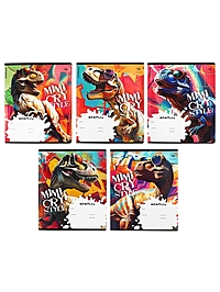 Тетрадь 12л лин ErichKrause Dino Art, обл мел карт, бл офс, микс