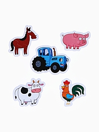 Мягкие пазлы для ванны "Животные", Синий трактор