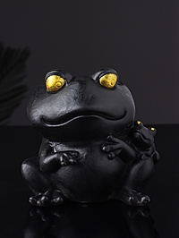 Кашпо "Лягушка с лягушонком" 10х10 см, чёрный