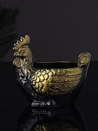 Кашпо "Курица" 10х9х6 см, черный с позолотой