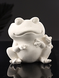 Кашпо "Лягушка с лягушонком" 10х10 см, натуральный, гипс