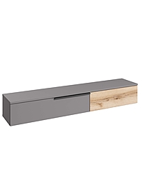 Тумба навесная под ТВ «Йорк», 1400×283×208 мм, цвет серый шифер/дуб делано
