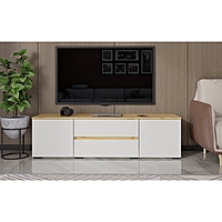 Тумба напольная под ТВ «Лора», 450×1350×440 мм, цвет крафт золотой/белый