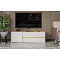 Тумба напольная под ТВ «Лора», 450×1350×440 мм, цвет крафт золотой/белый